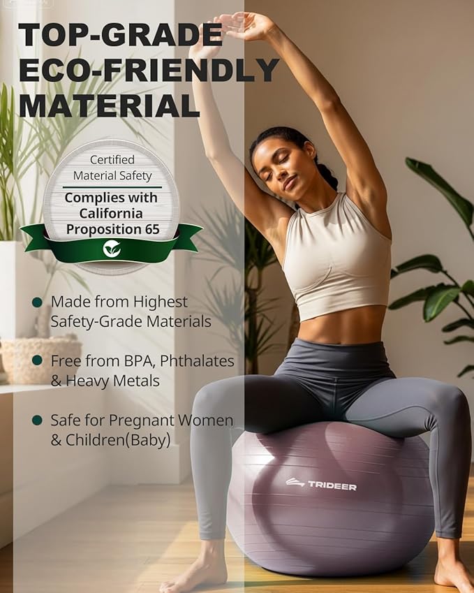 Trideer Exercise Ball Yoga Ball,Office Seating & Balance Ball Chair, Stability Ball for Pilates, Physical Therapy,Core Training & Balance Improvement & Stretching