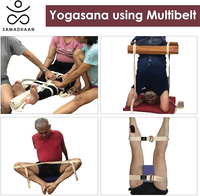 Yoga Strap with Durable Sliding Brass Buckle | Strong & Secure Yoga Strap | Double Thickness Adjustable Yoga Belt for Daily Stretching, Yoga, Pilates & Fitness