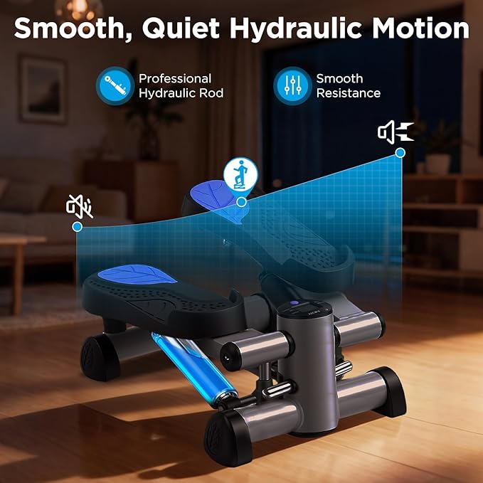 Efitment Mini Stepper Steppers for Exercise at Home Stair Step Cardio Thigh Master Workout Equipment Fitness Pedal Exerciser Non-Slip Pedals with Resistance Bands LCD Digital Monitor Climber