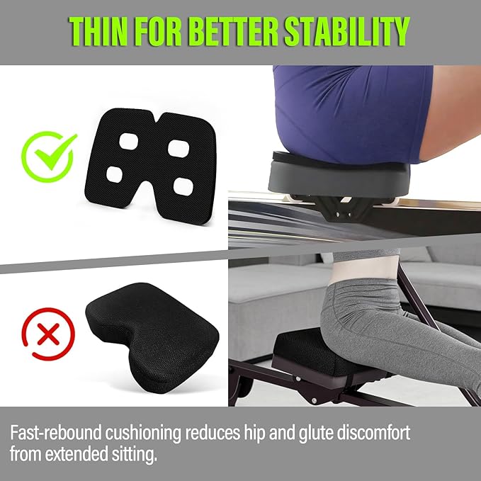 Rowing Machine Seat Cushion for Concept2 Rower | 4-Hole Ergonomic Pelvic Support Rowing Machine Cushion | 0.59in Thick Anti-Slip Rower Seat Pad, Breathable Rowing Machine Seat Cushion
