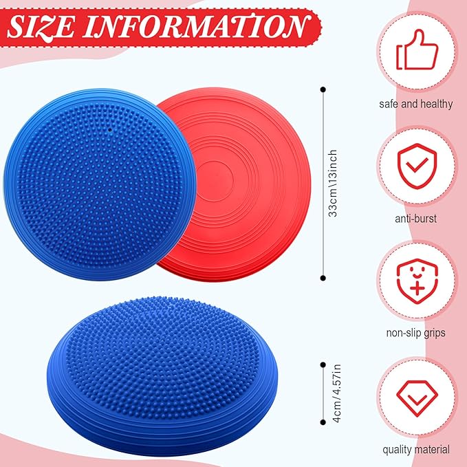 Libima 8 Pcs Wiggle Seat Inflated Wobble Cushion Sensory Seat Flexible Balance Board Balance Disc for Men Women Physical Exercise Improving Posture Home Office