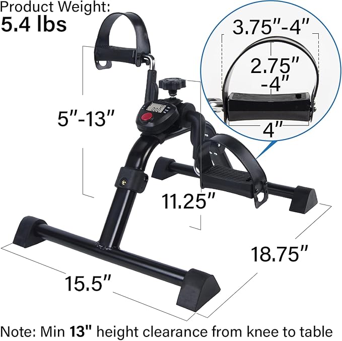 Vaunn Foldable Compact Professional Wrist Arm Leg Strengtheners Pedal Exerciser with Electronic Display for Indoor Exerciser and Physical Therapy
