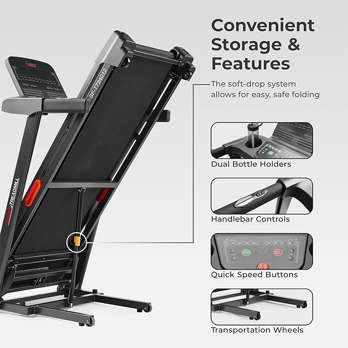 Sunny Health & Fitness Wi-Fi Smart Treadmill Walking Pad with Shock Absorption Cushioning, Home Fitness Cardio Equipment with SunnyFit App Access - Compact Foldable, Auto Incline, Under Desk Optional