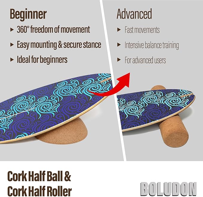 2026 NEW | Cork Half Ball for Surf Balance Board | Ø11.8" Wobble Board | Balance Boards Accessory for Yoga, Fitness, Rehab, Pilates & Surf Training | Eco-Friendly Natural Cork Slack Board