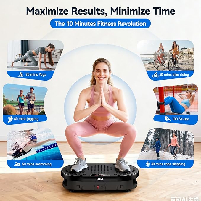 Vibration Plate Exercise Machine with 120 Speed Levels, 9 Program Modes and Remote Control - 15 Min Timer, 300 lbs Capacity Vibrate Stand Shake Board for Full Body Workout, Fat Burner and Toning