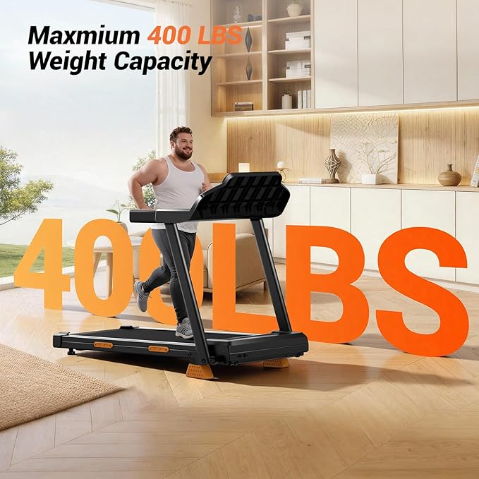 LONTEK Treadmills for Home with 15% Incline & Led Screen, 7-Layer Shock-Absorbing Foldable Treadmill with Handle Bar Up to 400lbs Capacity, 3.0HP Quiet Walking Pad Treadmill 0.6-7.5MPH