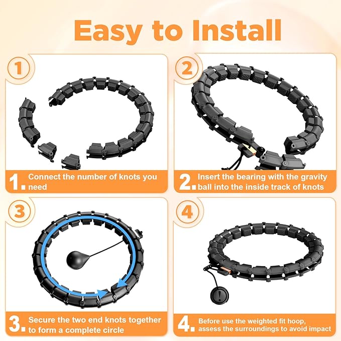 65 Inch Adjustable Fitness Waist Hoop – 32 Detachable Links, Quiet Non-Drop Fitness Tool for Adults Weight Loss, Plus Size Exercise Hoop for Women & Beginners