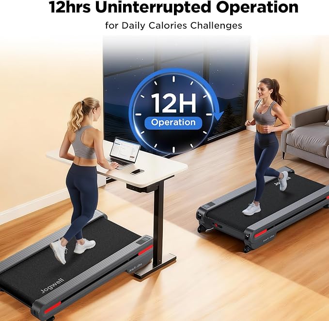 Jogwell Walking Pad Treadmill with 20%/15%/12% Auto Incline, 350lbs Capacity Treadmills for Home Office Under 35dB, Spacious Running Area, Vertical Storage, 3/3.5HP Brushless