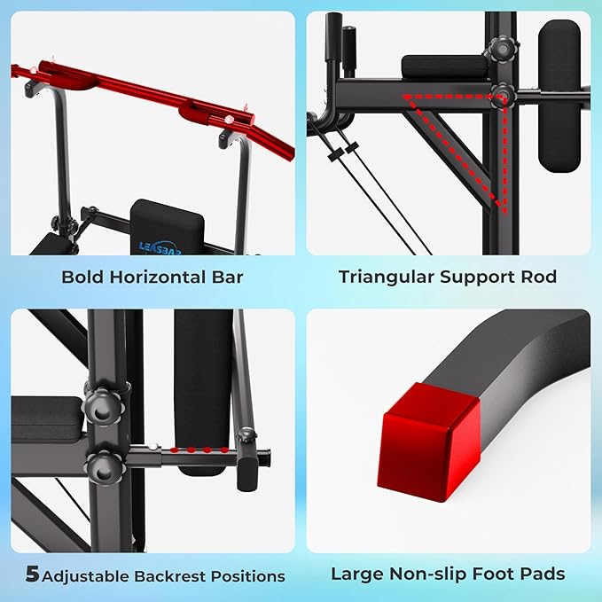 Power Tower Pull Up Dip Station, Heavy Duty Pull Up Station Dip Bar Station Multi-Function Home Gym Strength Training Fitness Equipment 500LBS
