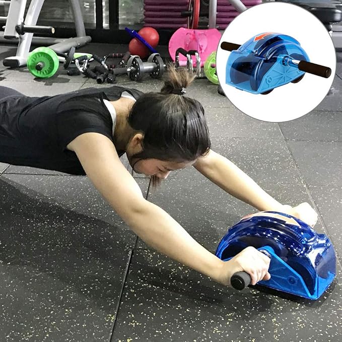 Ab Roller for Abs Workout Abdominal Exercise Rollers, Abdominal Roller 4 Wheels Muscle Exerciser Fitness Training Rollers, for Men Women Gym Exercise Fitness