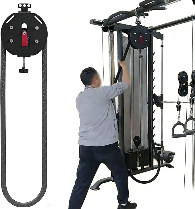 Endless Rope Trainer, Suspension Pulley Cable Machine with Adjustable Resistance & Nylon Rope, Pull Rope Fitness Training Equipment, for Physical Training Red