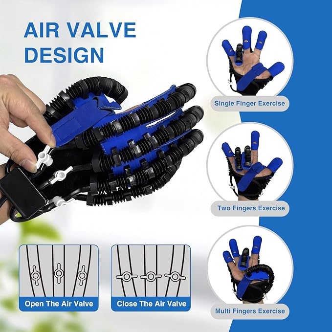 Rehabilitation Robot Gloves, Finger Exerciser for Stroke Recovery Hand Glove Equipment Hand Function Rehabilitation, Adjustable Strength and Supports USB Charging
