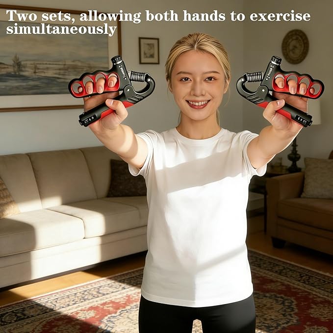 Hand Gripper Strengthener, 11-220LBs Adjustable Resistance Grip Strength Trainer with Counter, Forearm Exerciser for Injury Recovery and Muscle Building