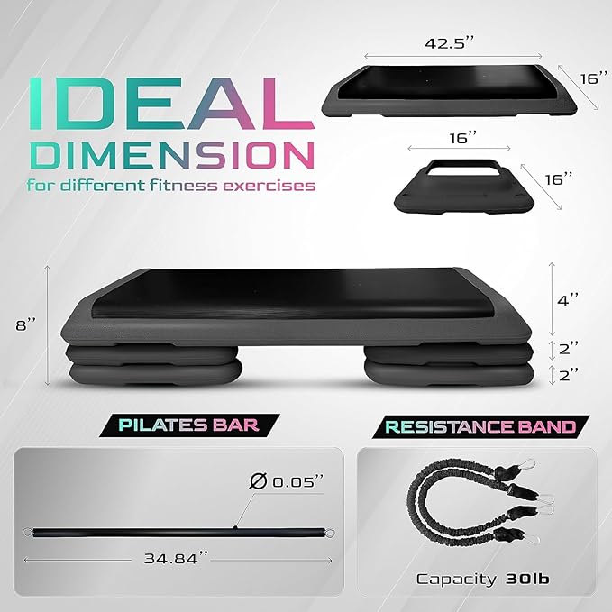 Yes4All Multi-Functional Aerobic Step Platform Adapter/Versatile Stepper Platform With Pilate Bar And Resistance Band