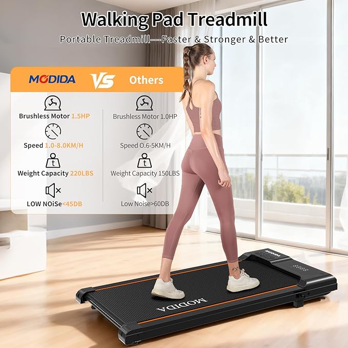 3 in 1 Walking Pad Treadmill with Handle | 1.5HP Under Desk Treadmill for Home Office | Foldable Compact Walking Jogging Running Machine | 220LBS Capacity, ≤45dB Quiet Treadmill