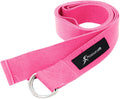 ProsourceFit Metal D-Ring Yoga Strap 8’ Durable Cotton for Stretching and Flexibility
