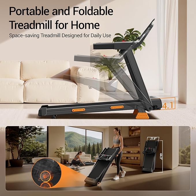 14% Treadmills for Home with Handle, 3 in 1 Portable Treadmill with Incline, Foldable Treadmill with Three Screen, 12 Preset Programs, 400LBS