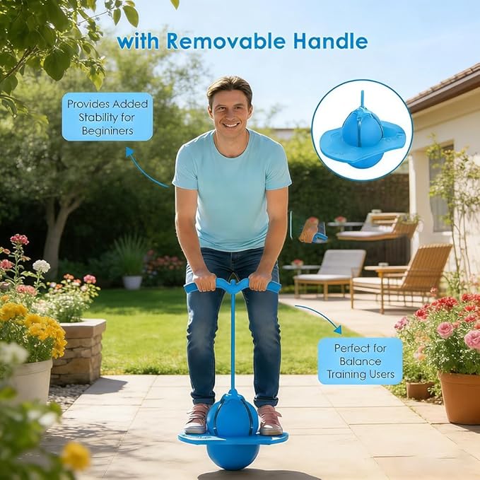 2026 new alance Ball，Jumper with Handle and Ball Pump，erfect for Balance, Coordination, And Fitness，Pogo Bouncing Ball Safe and Fun Pogo Stick for Adults，Indoor & Outdoor Fun