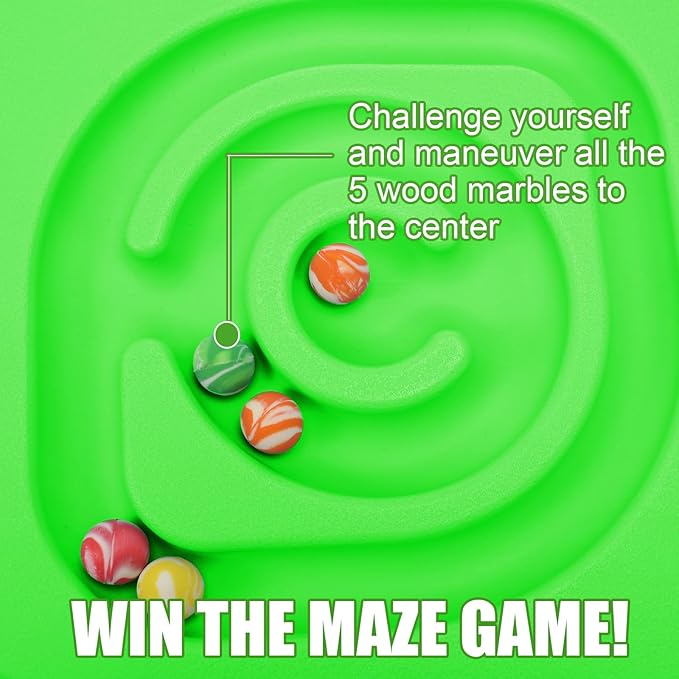 Kids Maze Balance Board Plastic Wobble Rocker Balance Board with Mini Balls Load 170lb for Balancing Exercise Equipment Game Boys Girls Physical Therapy 18.5 x 14.57 Inch(Green,Round)
