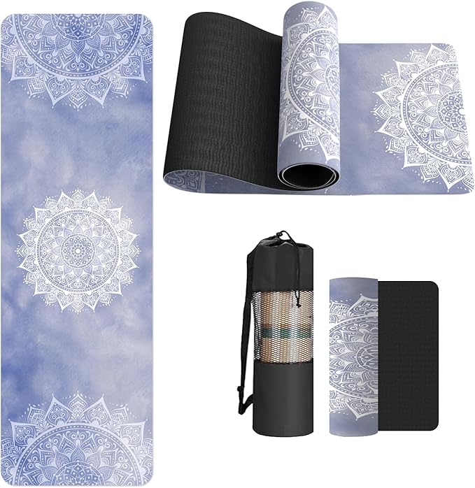 FOLAI Extra Thick Yoga Mat 6mm，pilates mat thick - Non-Slip Exercise Mat for HIIT, Pilates & Home Workouts & Workout with Free Carry Strap