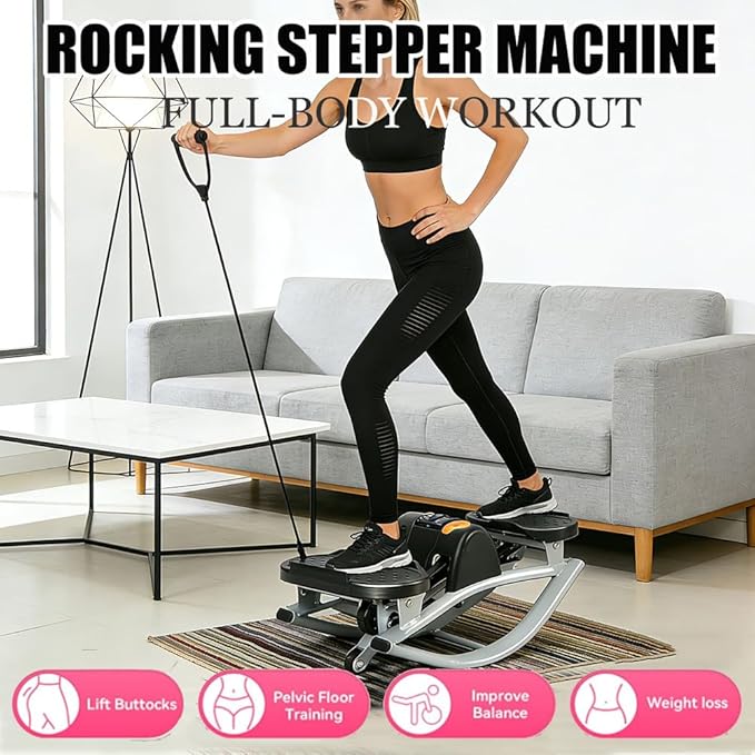 Rock Stepper Side to Side for Legs Glutes,Mini Rocking Stepper Exercise Machine,Compact Stair Steppers with LCD Monitor&Anti-Slip Mat,Low-Impact Home Workout,220 LBS Weight Capacity