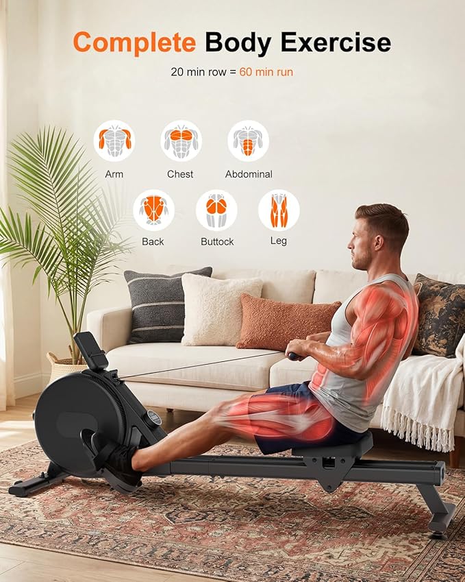 Superun 2026 Upgraded Rowing Machines for Home, Magnetic Rowing Machine with 32 Levels, Rower Machine of Quiet Resistance & 300LBS Weight Capacity, Row Machine with LED Monitor, App Supported