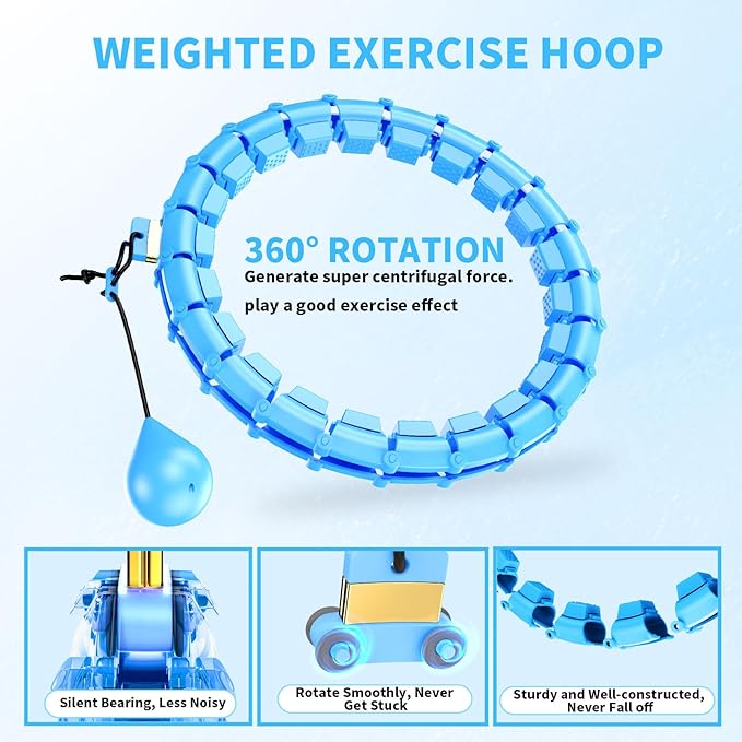 65 Inch Adjustable Fitness Waist Hoop – 32 Detachable Links, Quiet Non-Drop Fitness Tool for Adults Weight Loss, Plus Size Exercise Hoop for Women & Beginners