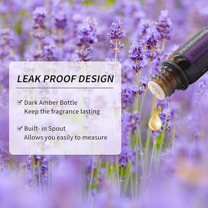 GREENSLEEVES Rose Lavender Essential Oil Set, 2 x 10ml Pure Plant-Based Fragrance Oil for Aromatherapy, Essential Oils for Diffuser, Massage, Bath Bomb, Scented Candle Soap Making