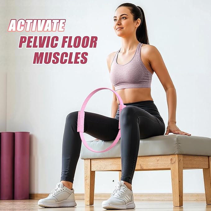 Pilates Kit for Women, 13.7in Silicone Pilates Ring with 5 Resistance Bands, 1 Yoga Ball, 1 Yoga Block, 2 Core Sliders, Video Guide for Full Body Home Workouts