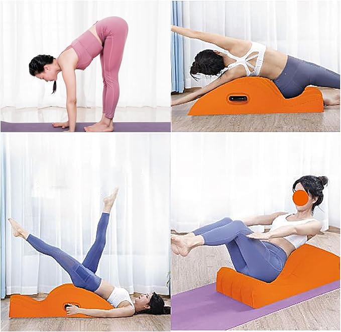 Yoga Chair Lounge - Pilates Stretching Chair | Inflatable Yogas Training Lounger, Reclining Sofa Streamline Fit Curve Suitable for Pilate Yoga, Foldable Pilates Exercise Support Sofa for Travel Home