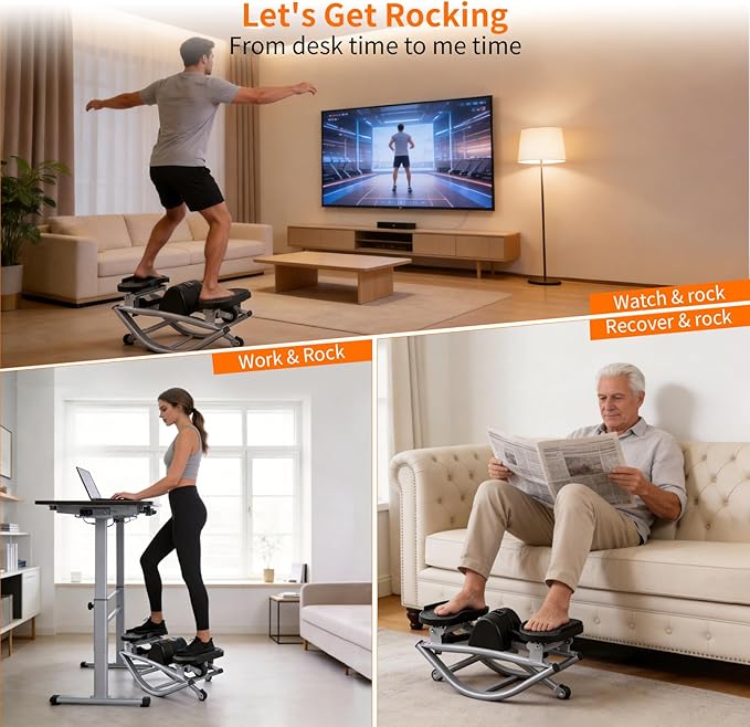 The Rock Stepper Machine with Resistance Bands-Side to Side Stepper for Exercise at Home,3D Rocking Stepper for Hip Mobility&Posture Correction,Low-Impact Full Body Workout with Digital Monitor