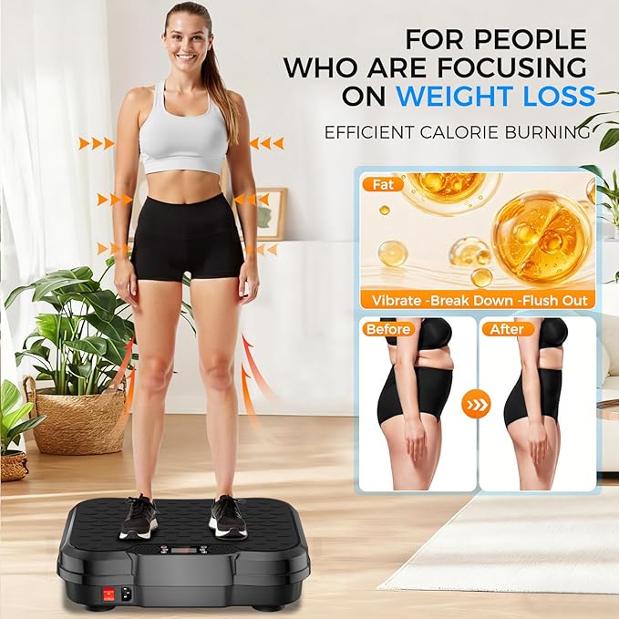 Vibration Plate Exercise Machine,Vibration Plate for Lymphatic Drainage Power Vibration Plate Machine Support 450 Lbs 250 Adjustable Speeds,Vibrating Plate Shake Plate Weight Loss