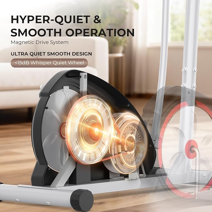 Elliptical Exercise Machine,Ultra-Quiet Drive Elliptical Machine for Home,Ancheer Elliptical Magnetic Resistance,Pulse Sensor Built-in,LCD Monitor,Elliptical Exercise Machine 350lb Weight Capacity