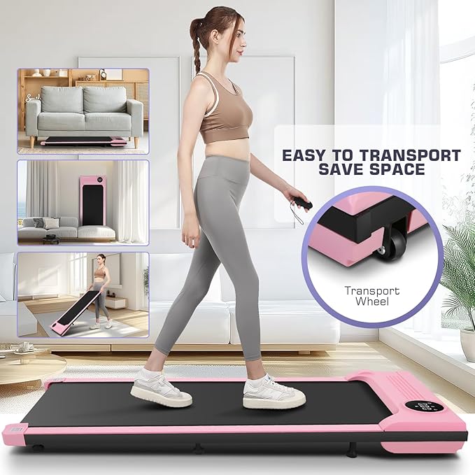 Under Desk Walking Pad for Home Office - 2.5 HP Portable Treadmill With 300 lb Capacity, Compact Jogging Running Machine, Remote Control and LED Display