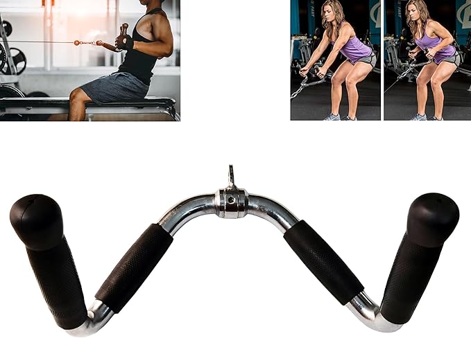 qibylift Barbell Multi-Exerciser Cable Attachment For Cable Machines, Lat Pull Down Bar Cable Machine Attachments, Tricep Press Down Bar, Revolving Straight Curl Pulldown Bar with Rotating & Rubber Handle Grips