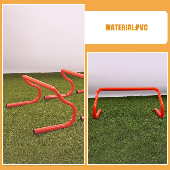 3pcs Detachable Agility Speed Training Hurdles 19x9 Inch Orange Fitness Equipment for Soccer Track Running Drills and Athletic Speed Practice