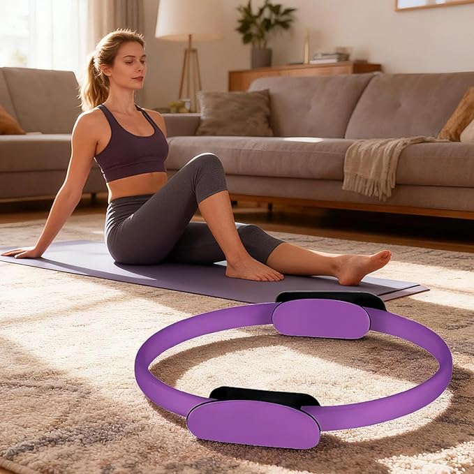 5 Pcs Pilates Loop, Ball and Resistance Bands Set, Home Workouts Kit with Guide and Present Box, Includes 15 in Pilates Loop and Ball