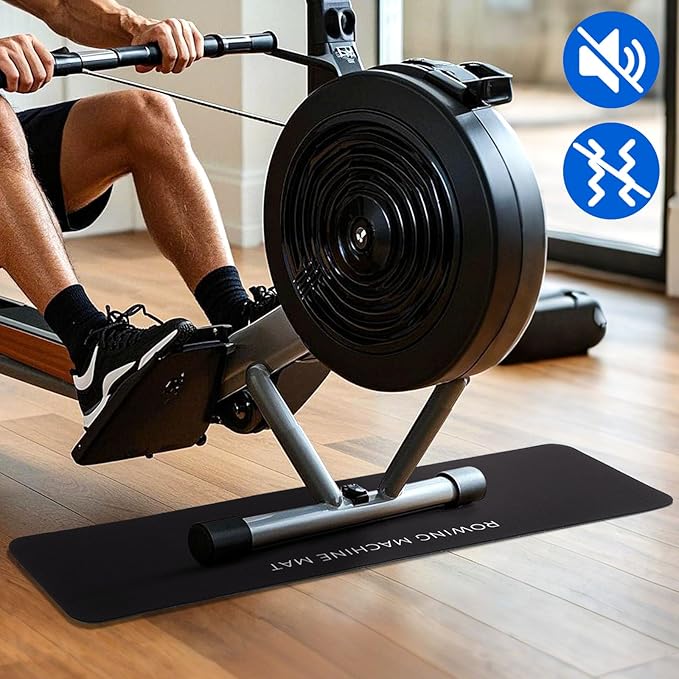 TOBWOLF 2PCS Non-Slip Mat Compatible with Peloton Bike, Concept 2 Rowing Machine, Exercise Bike Mat, Mat Protect Hardwood Floor Carpet for Home Gym, Workout Mat for Bike Trainer, Stationary Spin Bike