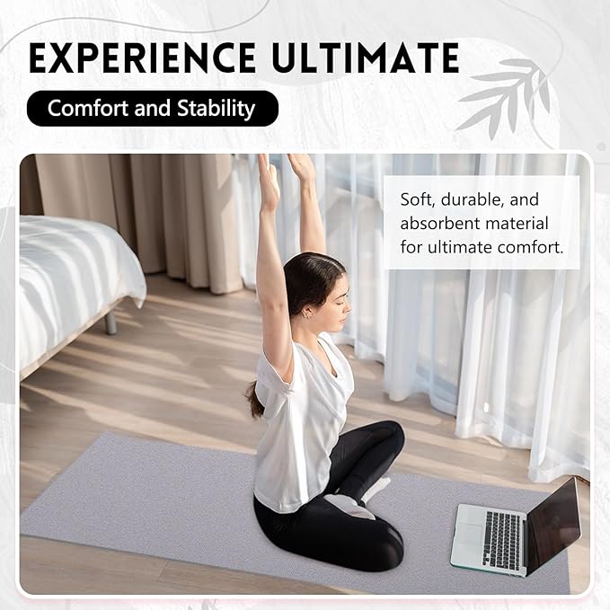 Breling 4 Pack 72" x 24" Hot Yoga Towel Non Slip Microfiber Mat Towel Sweat Absorbent Soft Pilates Mat Essentials for Hot Yoga Pilates Exercise(Light Grey)