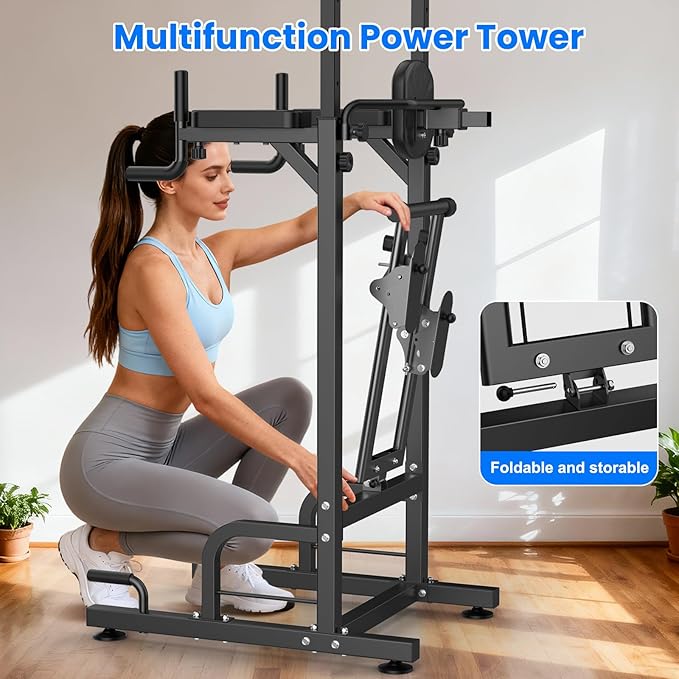 RELIFE REBUILD YOUR LIFE Power Tower Pull Up Bar Station Workout Dip Station for Home Gym Strength Training Fitness Equipment