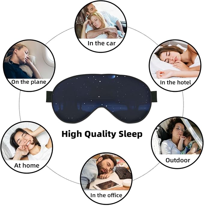 Dark Blue Night View Head-Mounted Double-Sided Light-Blocking Sleeping Eye mask to Protect Eyes and Relieve Eye Fatigue