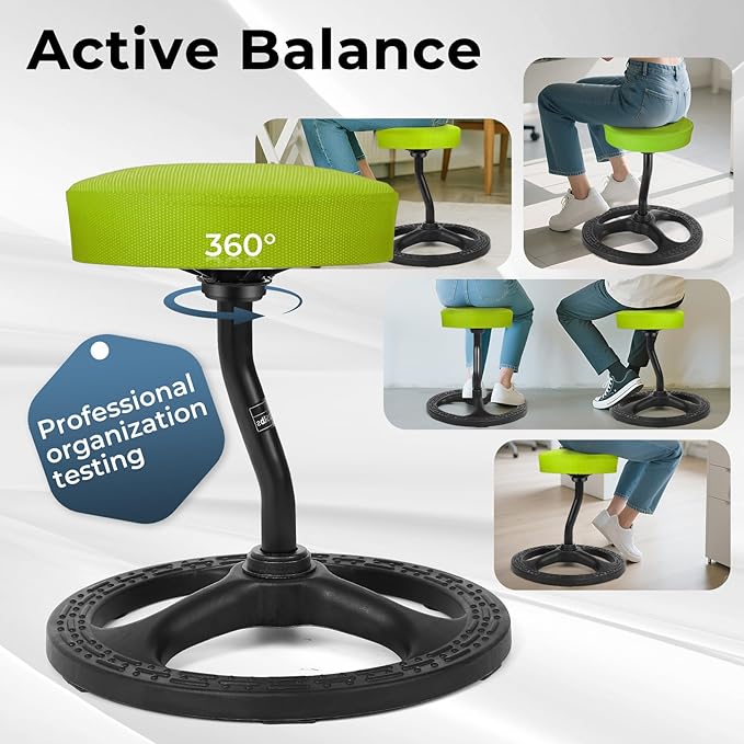 ADHD Chair for Kids, Yoga Chairs for Adults, Wobble Stool Active Flexible Seating Desk Chair with Non-Slip Base and Washable Seat Cover for Stability, Balance, Yoga, Office, School, Classroom