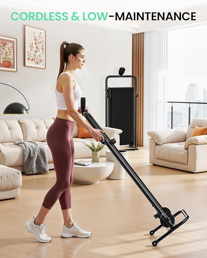 FUNRAY Manual Treadmill Non-Electric - Dual Flywheel & Fixed Incline, Compact Foldable Design for Small Home/Gym, LCD Monitor, Non-Slip Belt & Soft Foam Grips for Walking Jogging