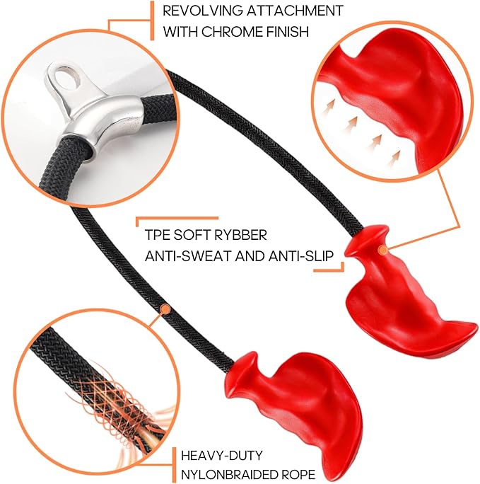 Tricep Rope Pull Down Attachment with Ergonomic Handles,Triceps Rope for Cable Machine Pulley System,Home Gym Accessories