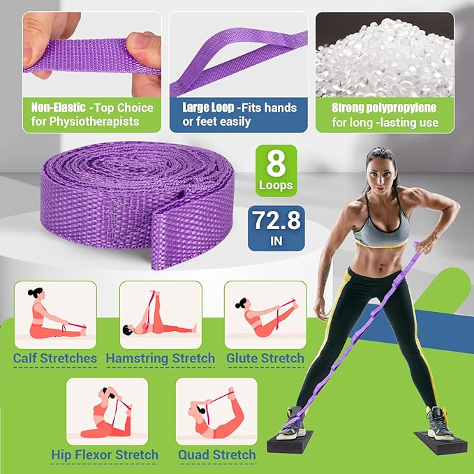 Squat Wedge Block, 5 Adjustable Angles Slant Board for Calf Stretching with Stretching Strap & Poster, 520 LBS Heel Elevated Squat Wedge Capacity for Yoga, Ankle Physical Therapy & Mobility