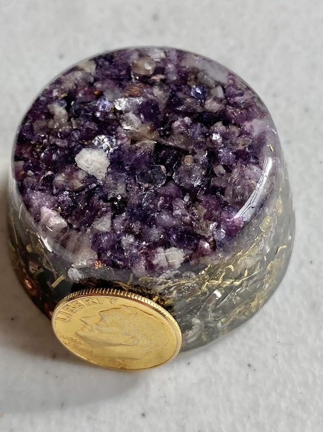 Purple Lepidolite Orgone Generator Energy Accumulator 7.83Hz/432Hz/528Hz/Advance Harmonics Many Beautiful Ingredients!! (Purple Lepidolite)