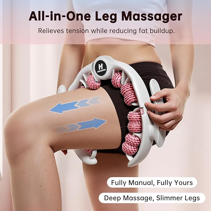 Cellulite Massage Tool, Manual Cellulite Roller, Contoured & Smoother Skin, Relieve Leg Muscle Soreness, Dimpled Skin Removal, Legs/Thighs/Buttocks, Anti-Cellulite Roller (Pink)