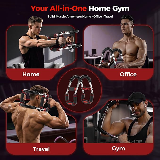 Twister Arm Trainer, Chest Workout Equipment for Men & Women Adjustable 5 Resistance Levels (40-130 lbs), Ergonomic Home Gym Strength Trainer with Anti-Slip Handles & Carry Bag