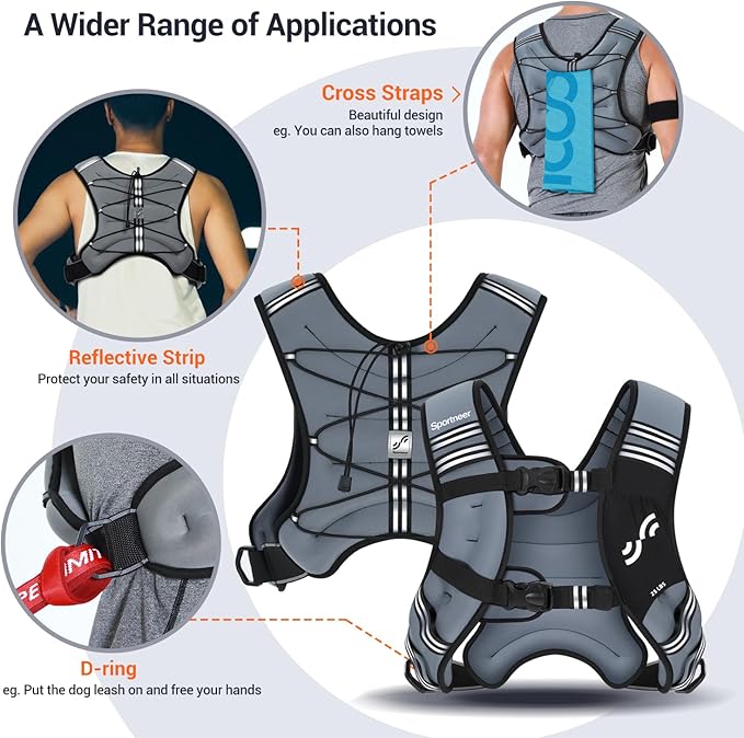 Sportneer Weighted Vest Woman: 8lb/12lb/15lb/20lb/25lb Weight Vest for Walking with Phone Bag, Adjustable Women Weighted Vest for Running Rucking Vest for Jogging Strength Training Weight Loss