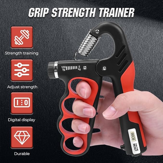 Adjustable Hand Grip Trainer with Electronic Counting, 2025 New Grip Strength Trainer 5-100KG/11-220LB Adjustable Hand Gripper Strengthener Forearm Exerciser for Adults Training Strength
